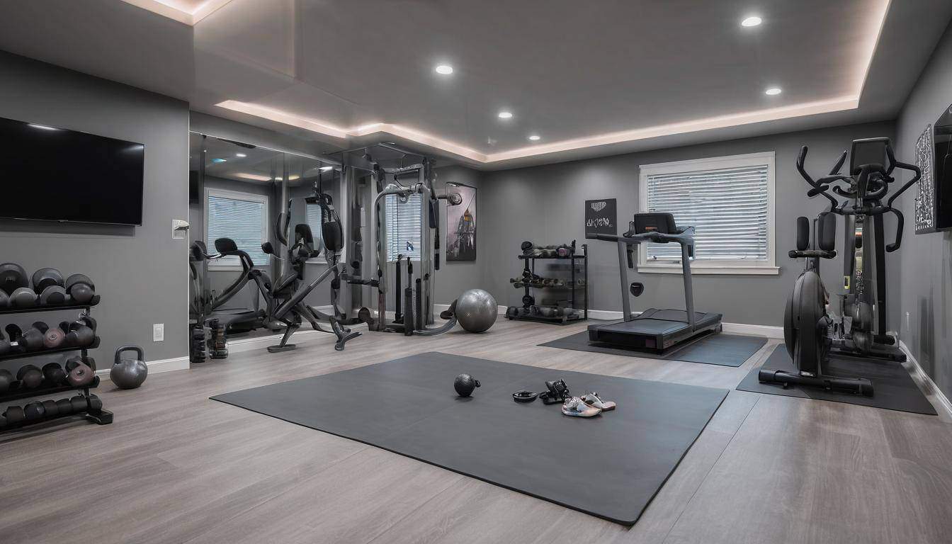 Stylish grey home gym