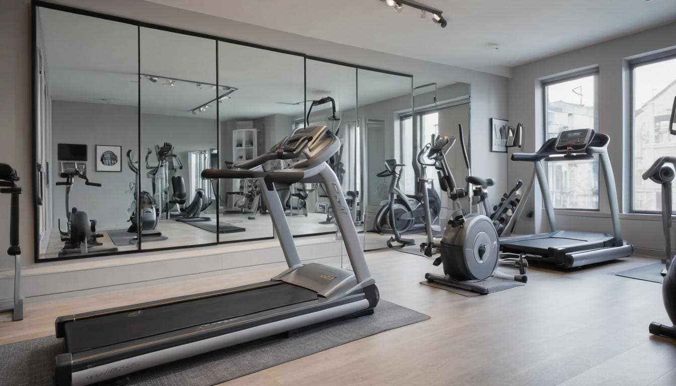 Stylish grey-themed home gym