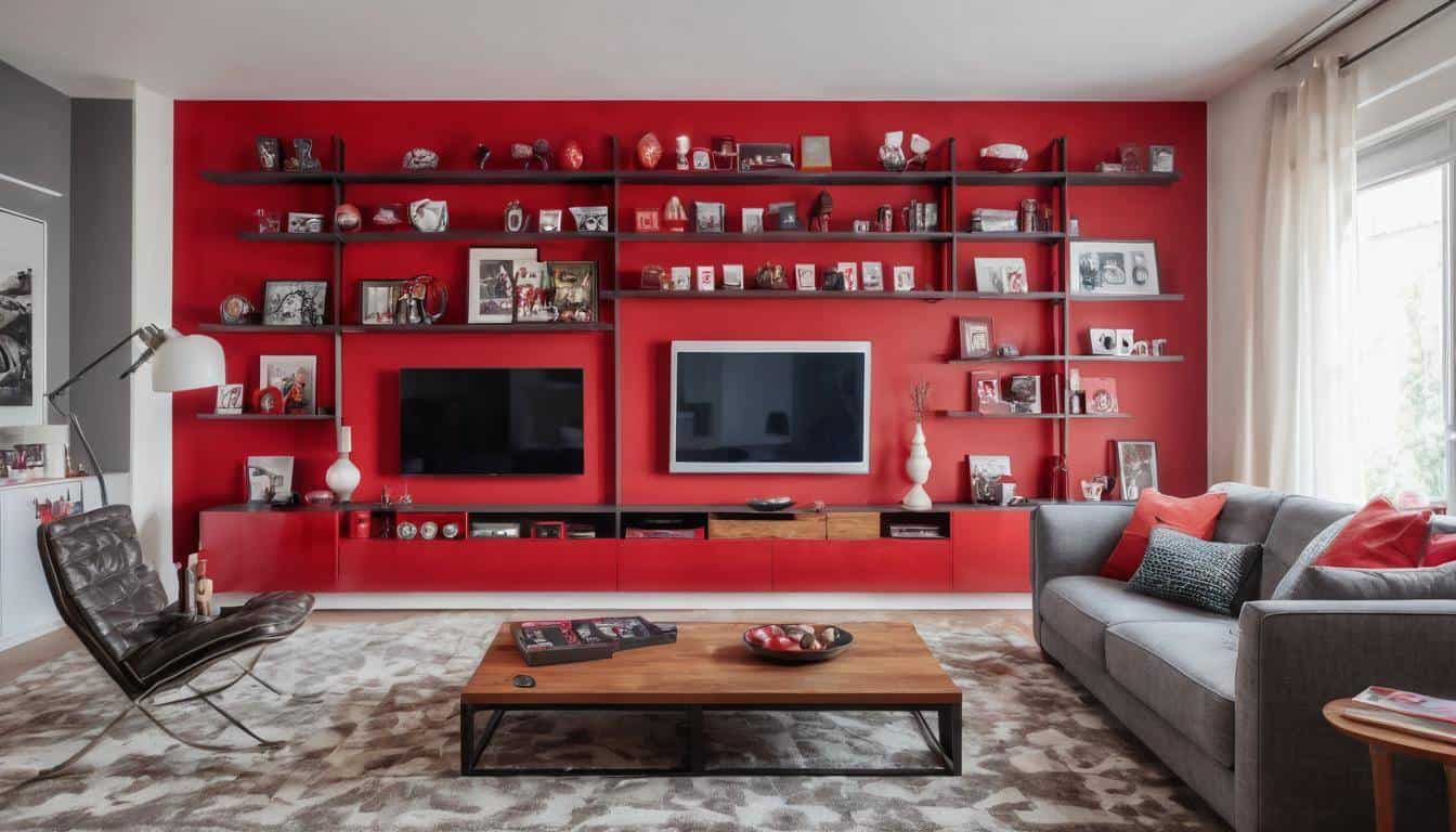 Stylish wall-mounted shelves display