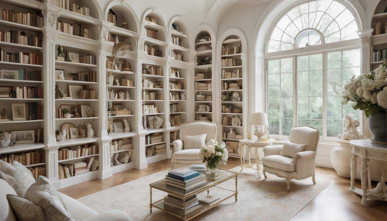 Stylish white library accessories