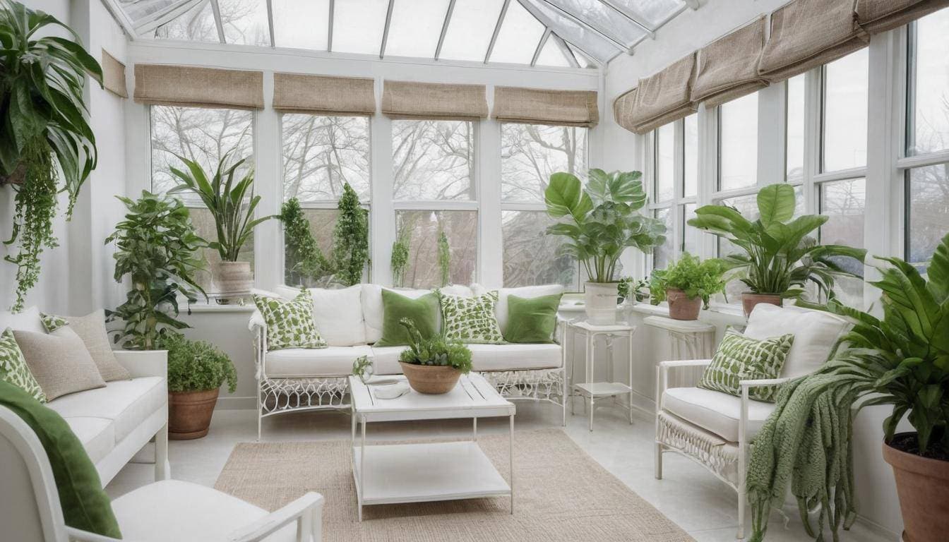 Stylish white sunroom decor