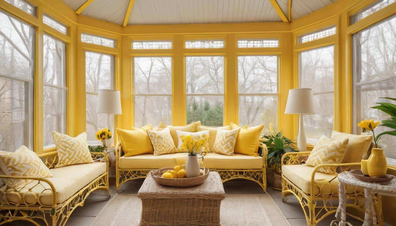 Stylish yellow sunroom decor