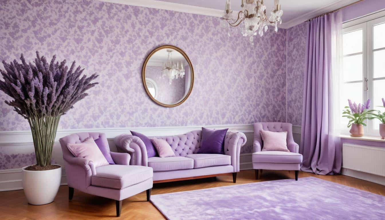 Subtle lavender wallpaper room