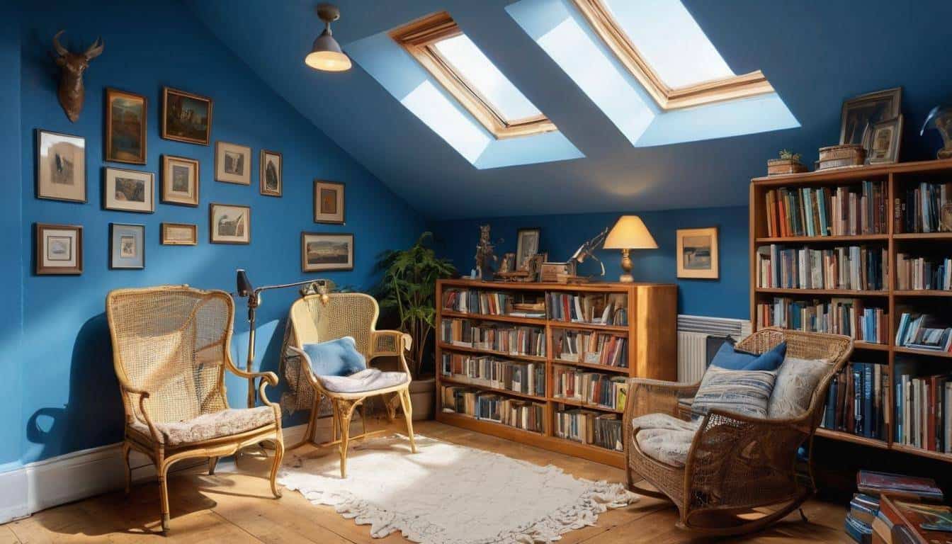 Sunlit blue attic