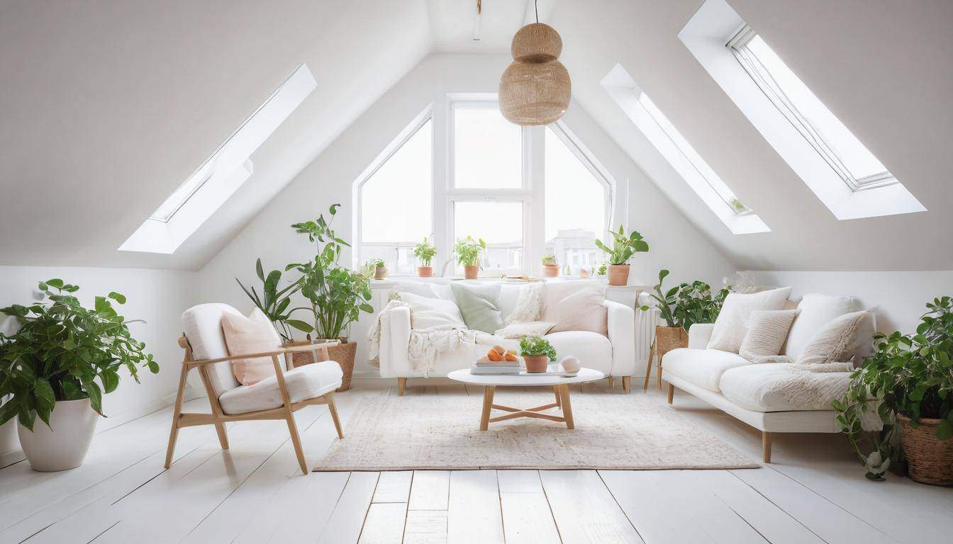 Sunlit white attic design