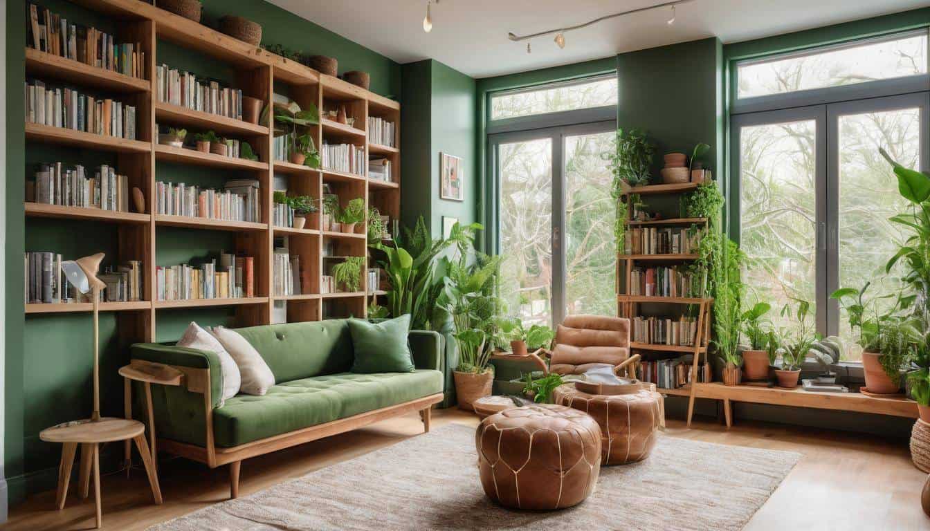 Sustainable green library interior