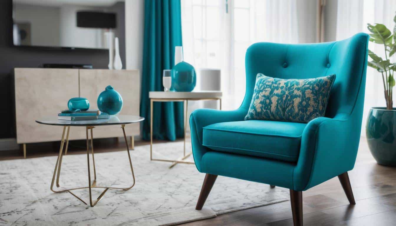 Teal upholstered accent chair