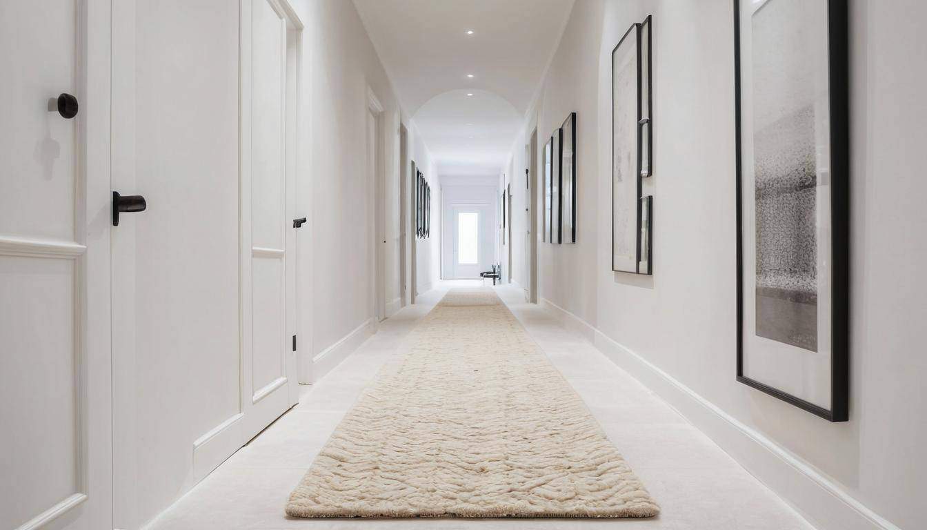 Textured rugs in hallway