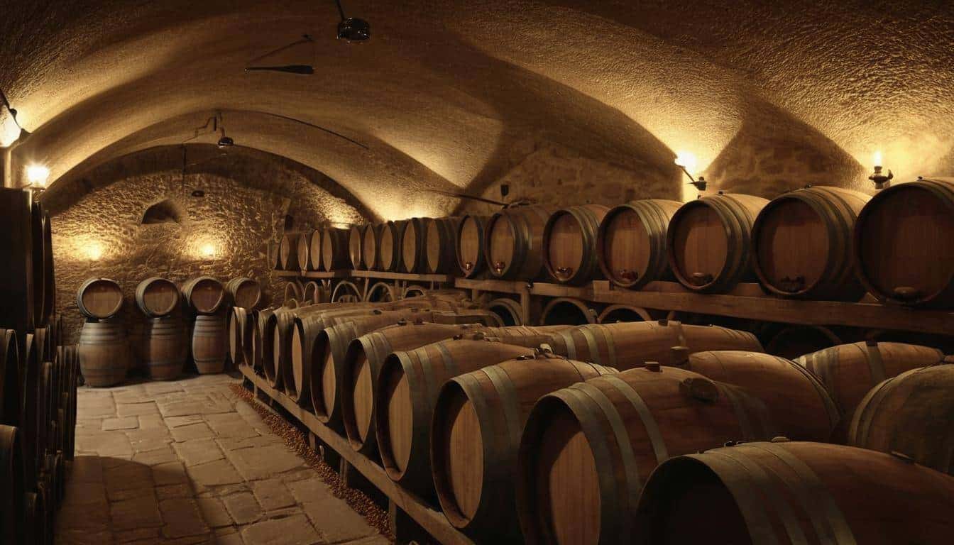 Traditional winemaking cellar