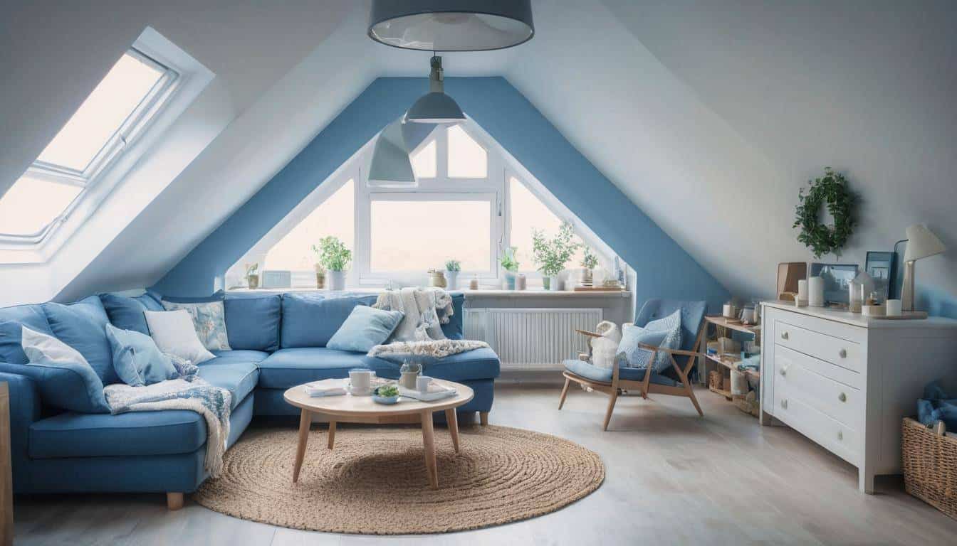 Tranquil blue attic room