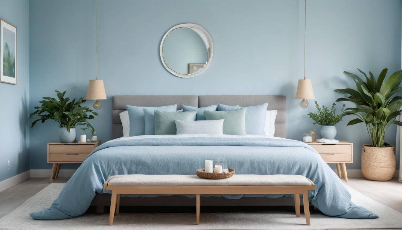 Tranquil blue bedroom decor