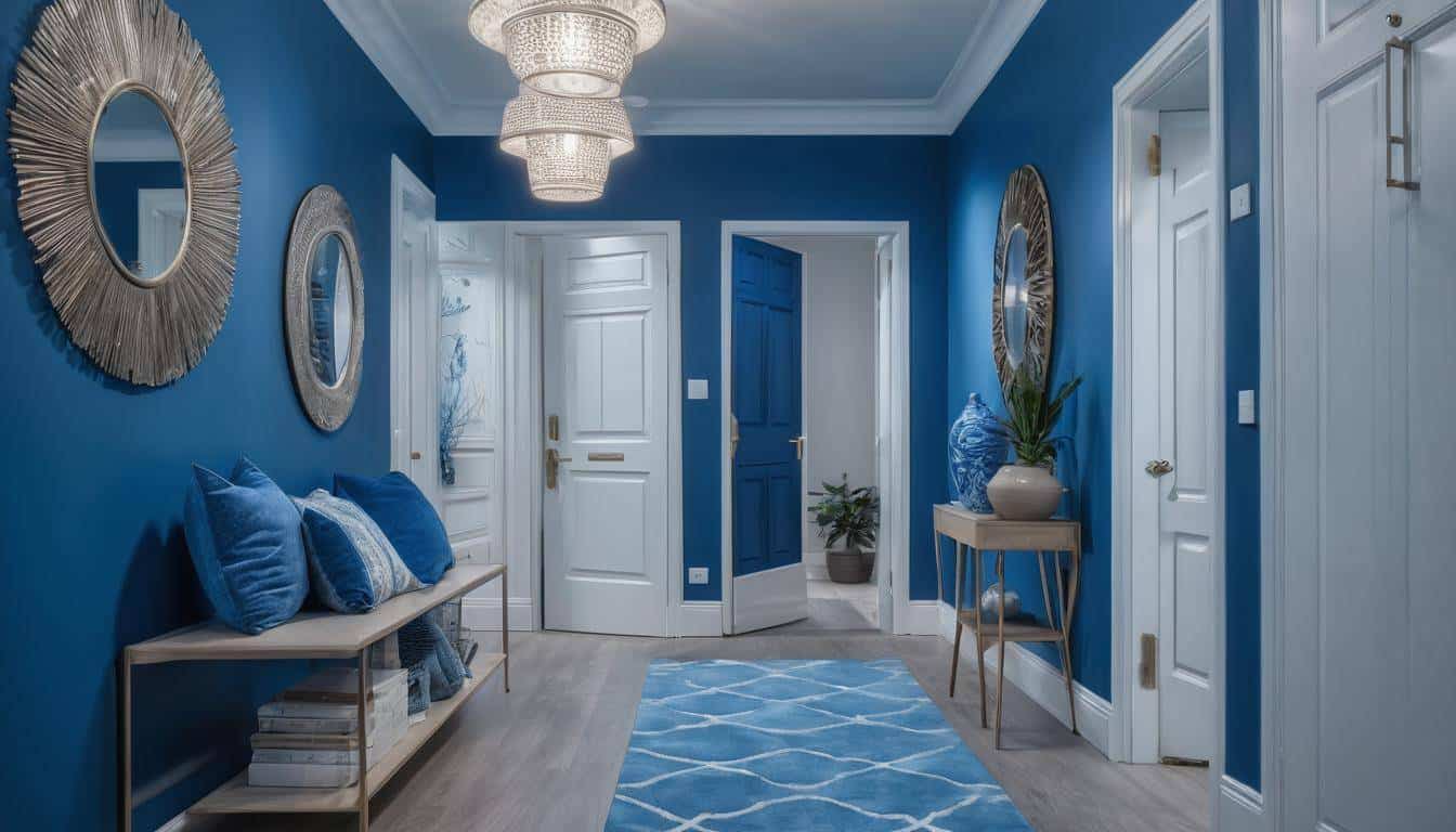 Tranquil blue hallway decor