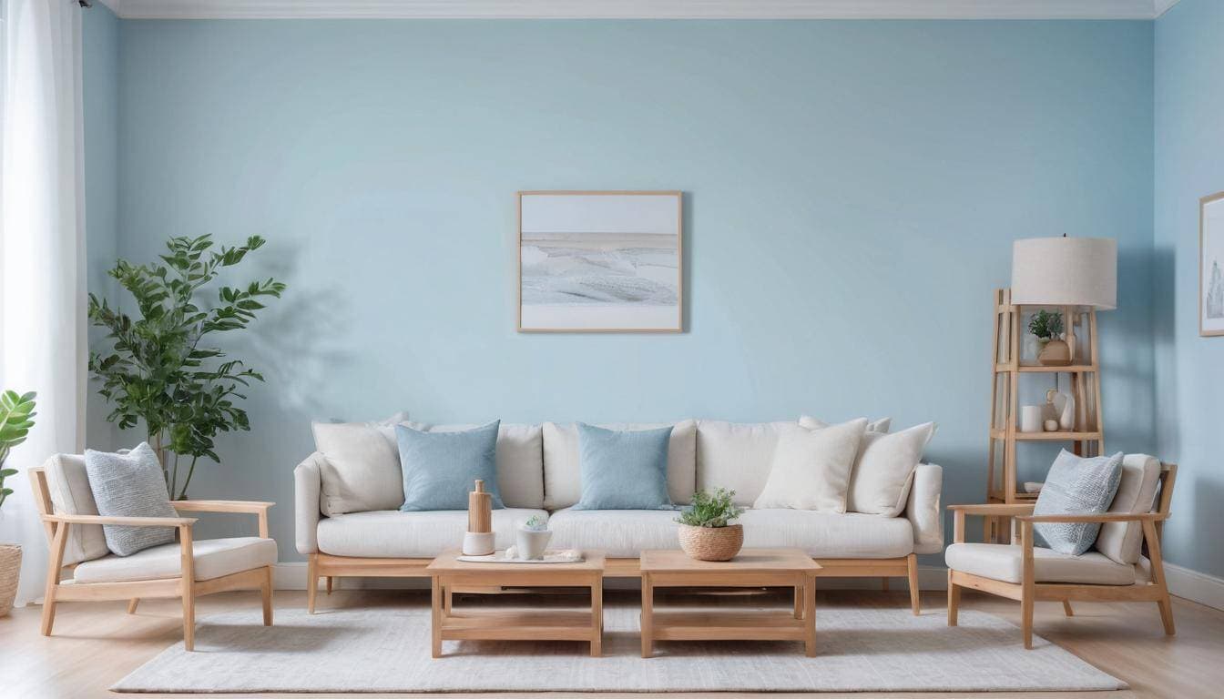 Tranquil blue-white living room