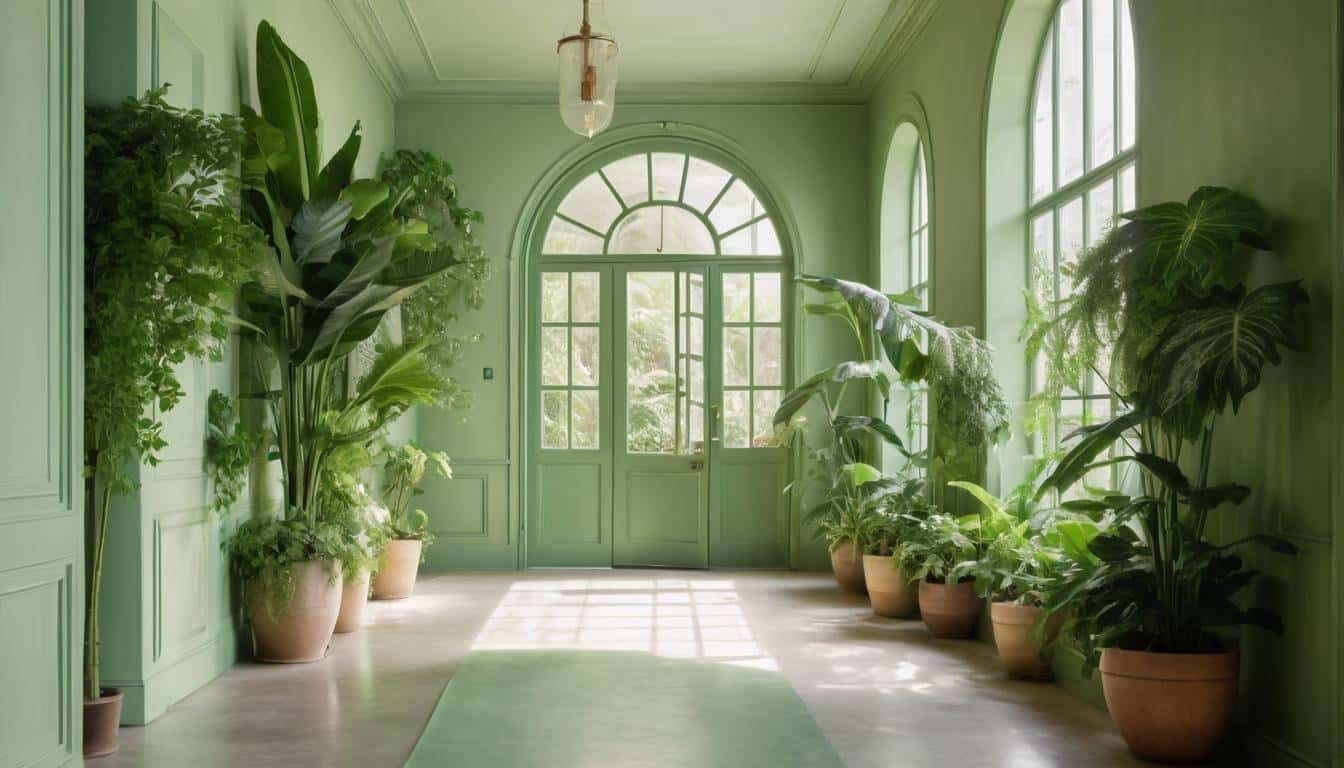 Tranquil green hallway