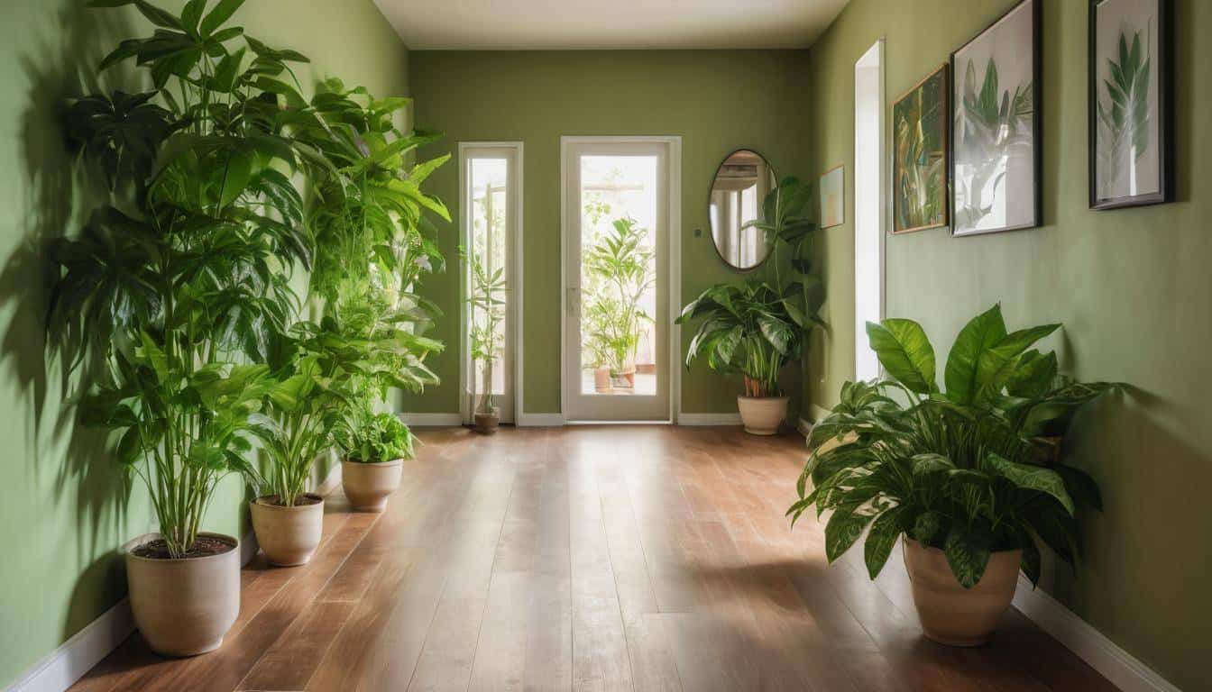 Tranquil green hallway