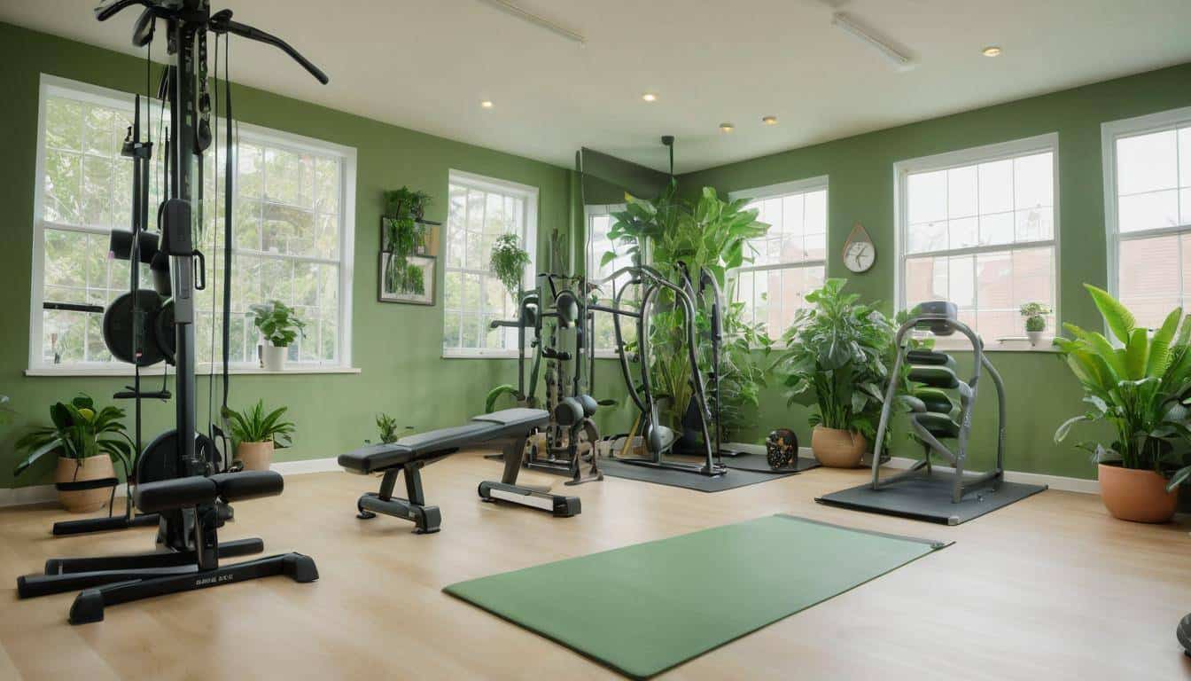 Tranquil green home gym