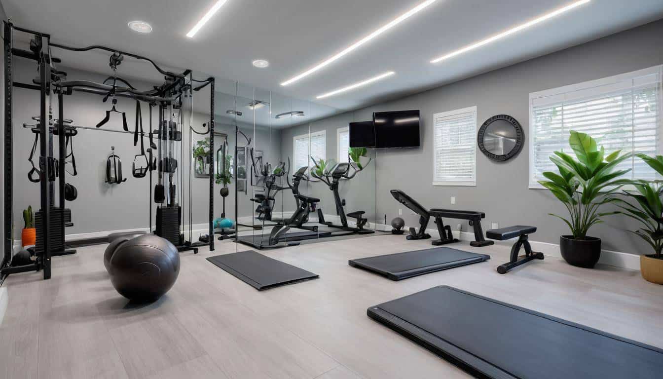 Tranquil grey-themed gym