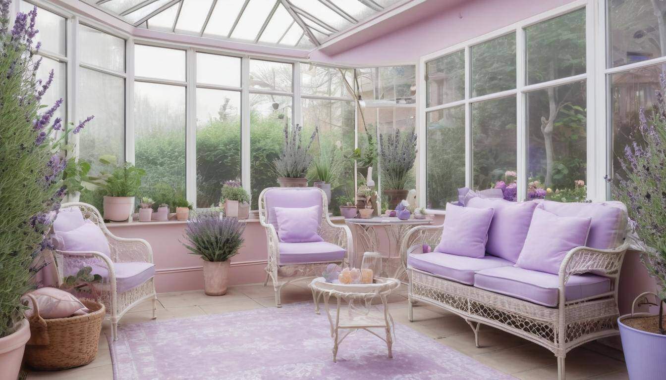 Tranquil lavender sunroom