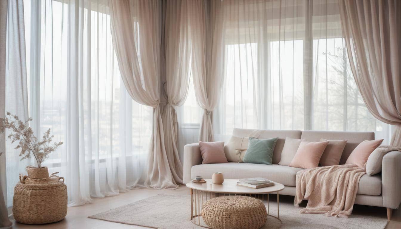 Tranquil room with sheer fabric