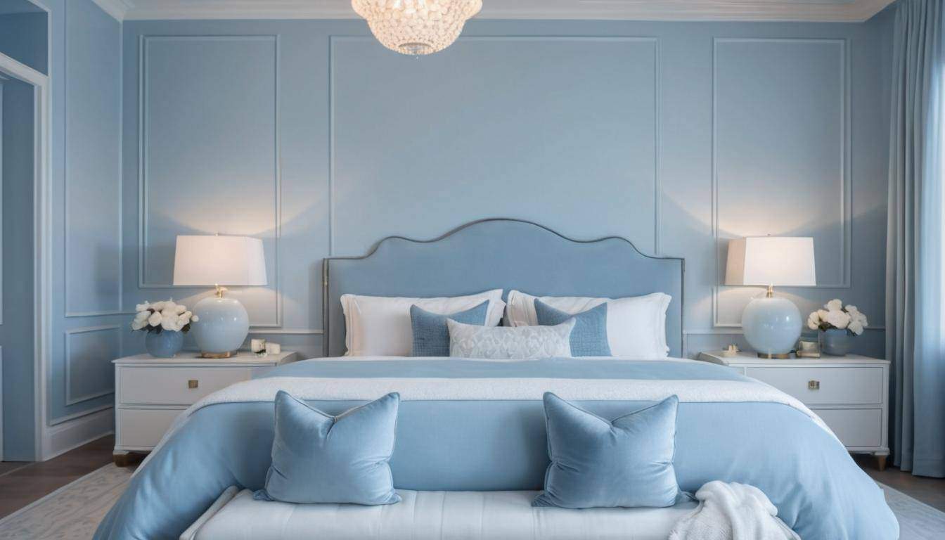 Tranquil soft blue guest room