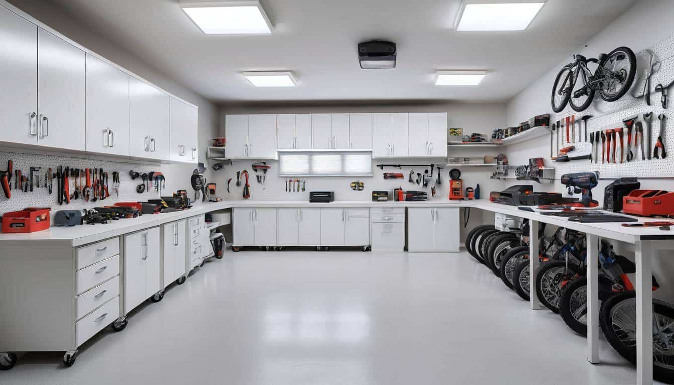 Versatile white garage space