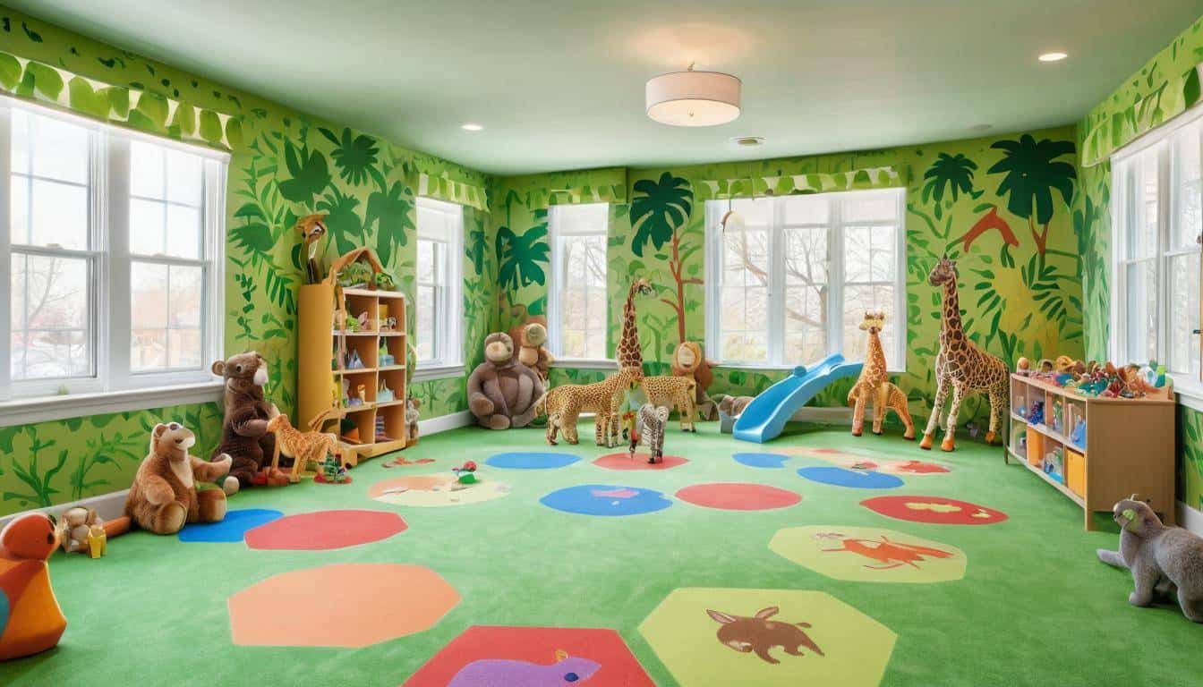 Vibrant green playroom