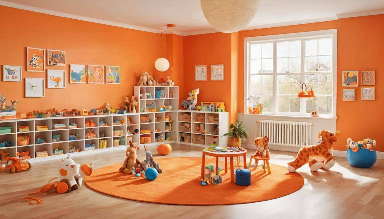 Vibrant orange playroom