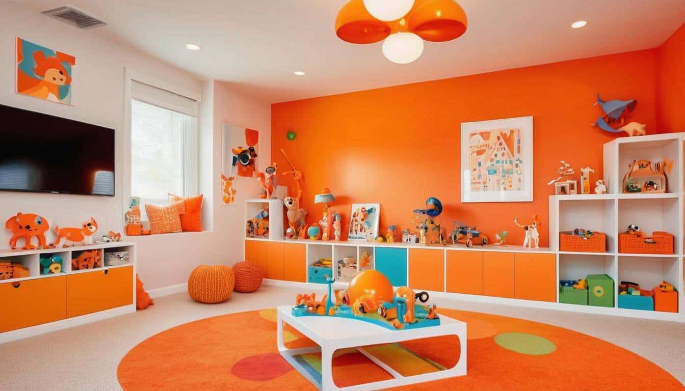 Vibrant orange playroom design