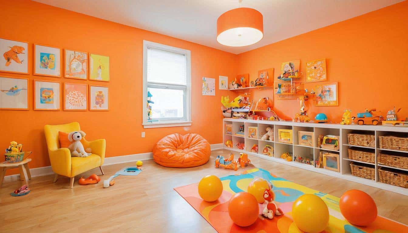 Vibrant orange playroom