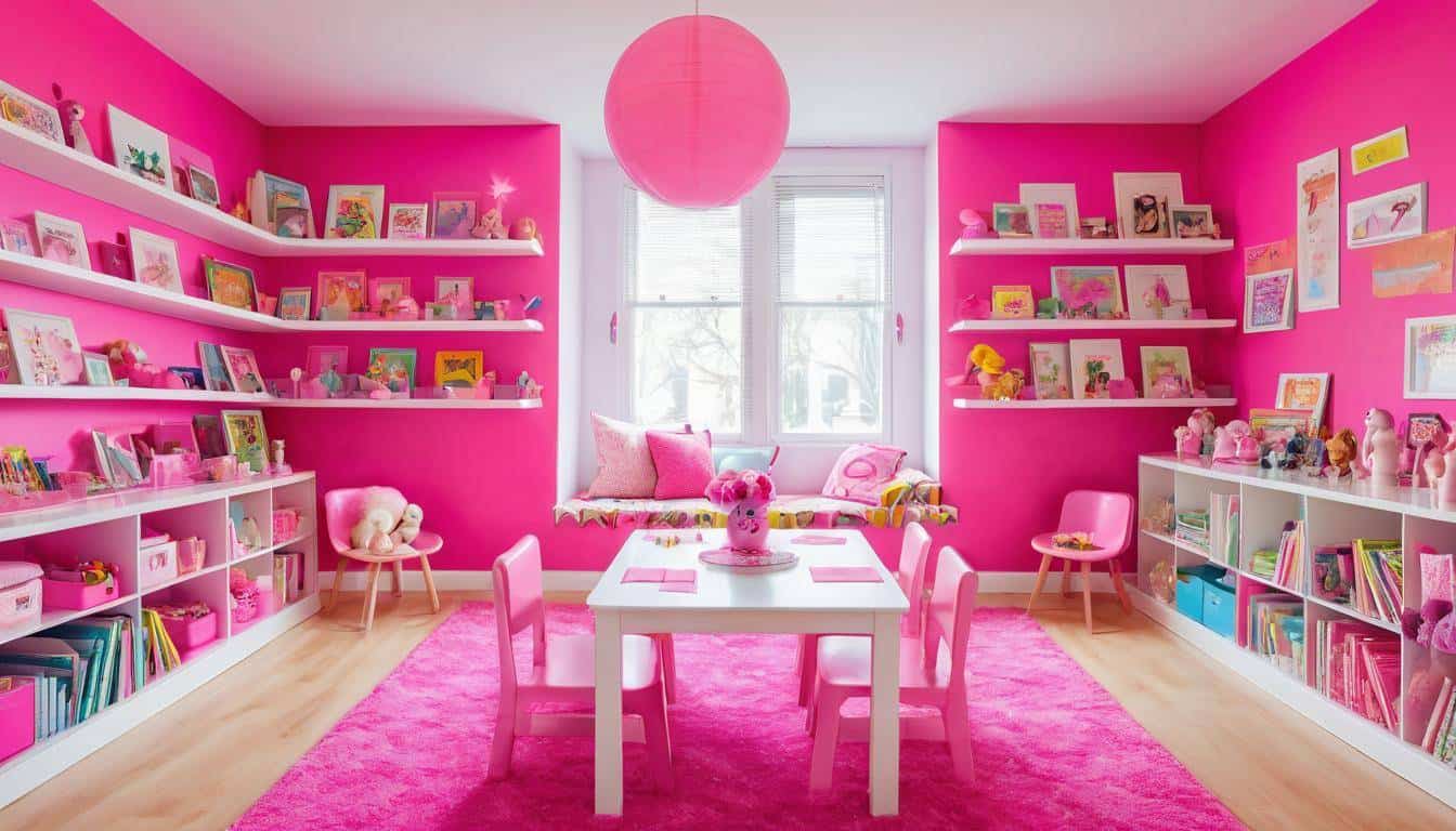 Vibrant pink playroom design