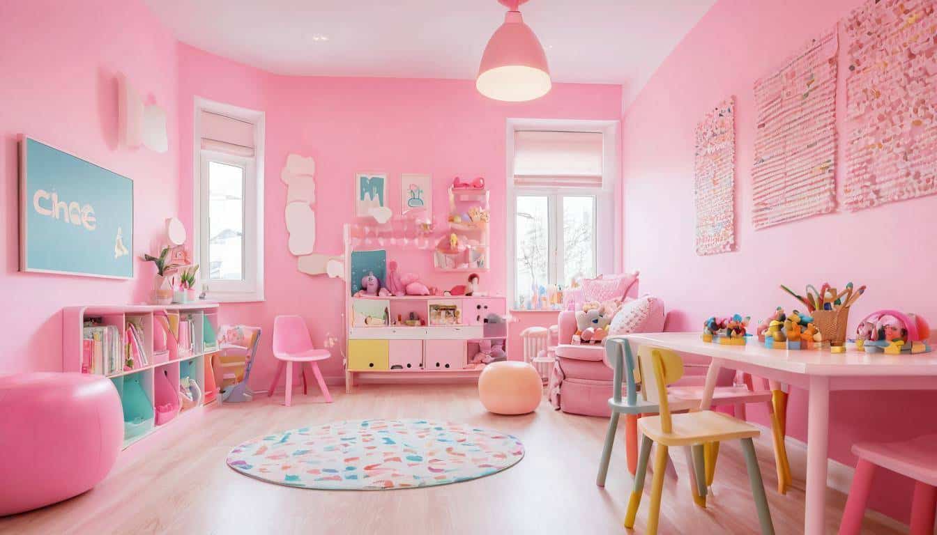 Vibrant pink playroom setup