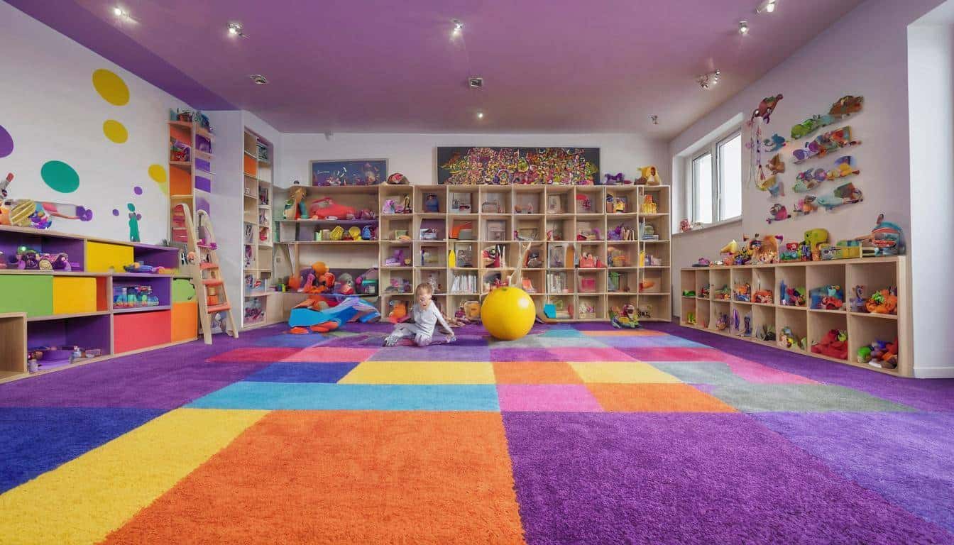 Vibrant playful playroom with rugs