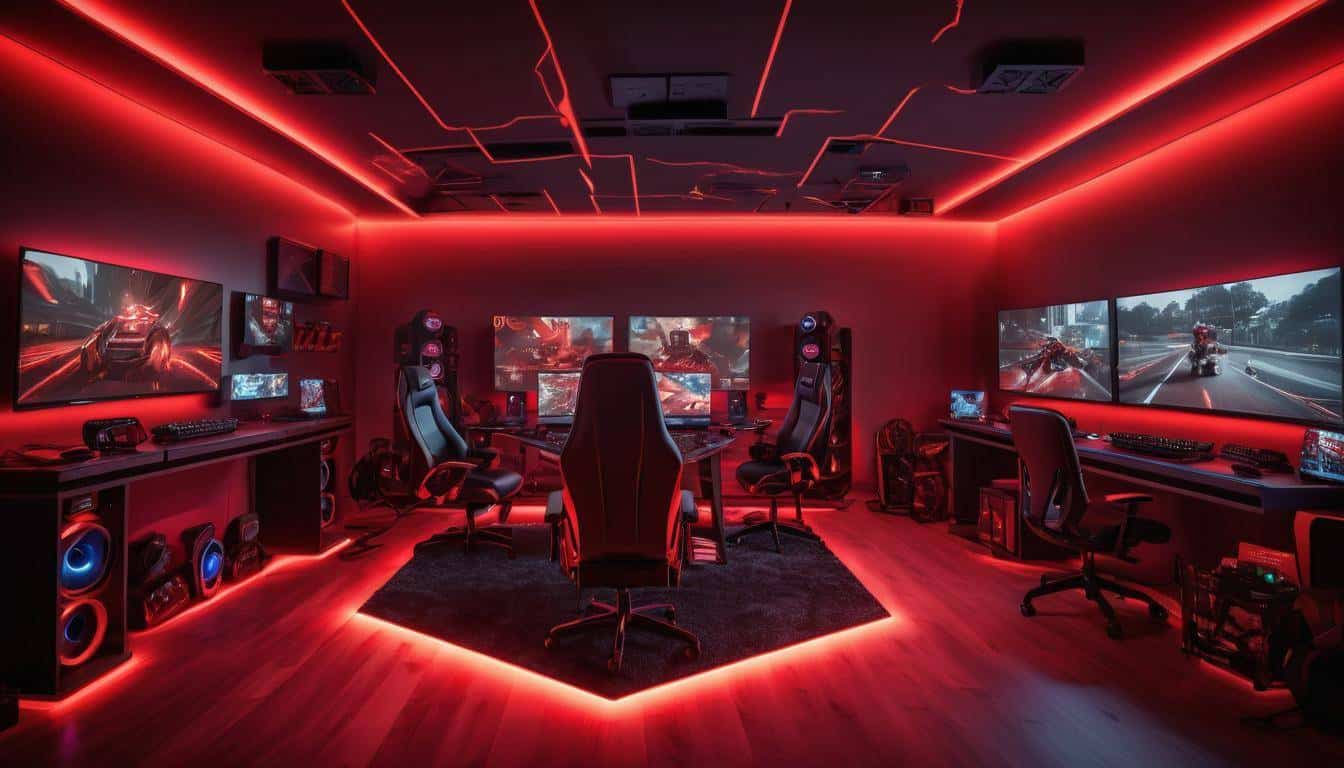 Vibrant red game room decor