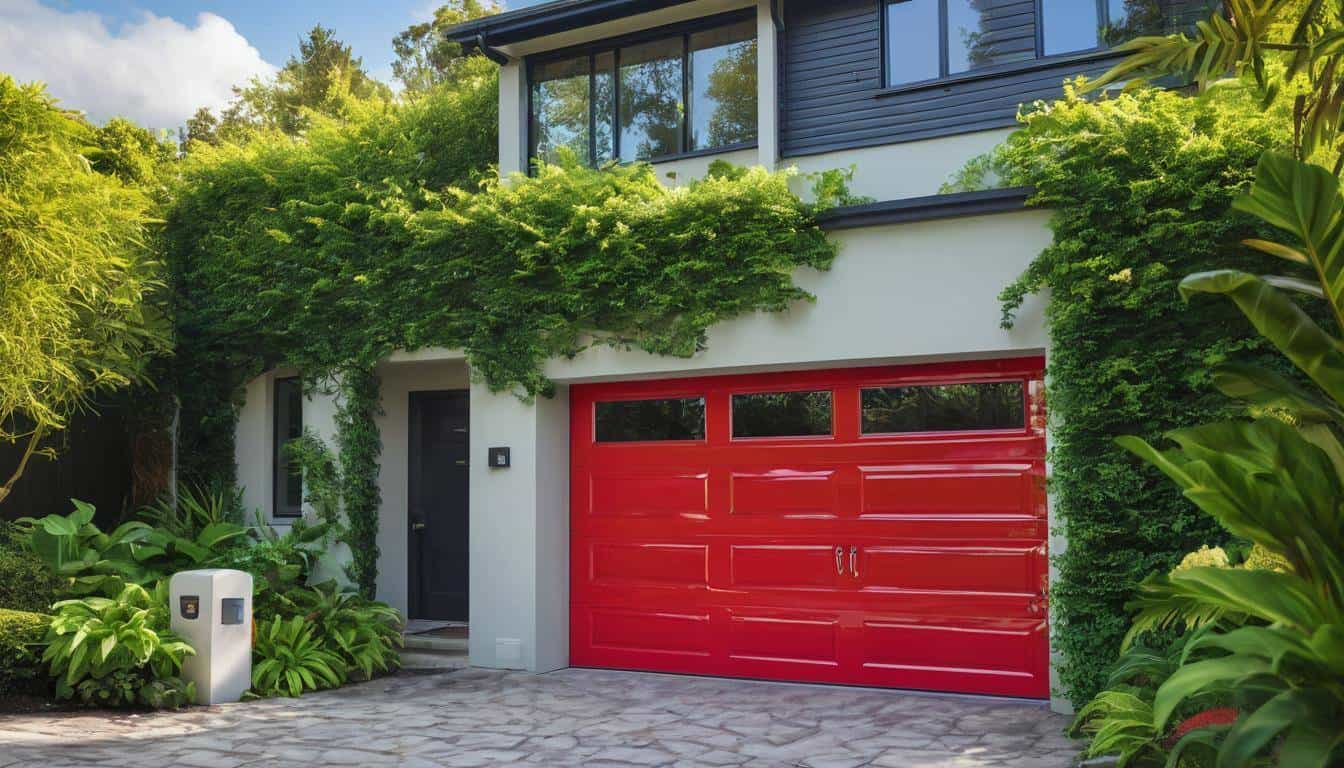 Vibrant red garage door
