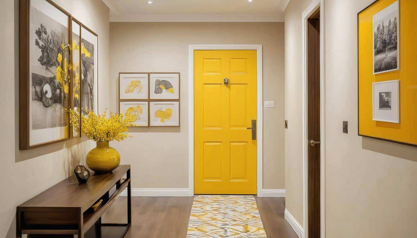 Vibrant yellow hallway transformation