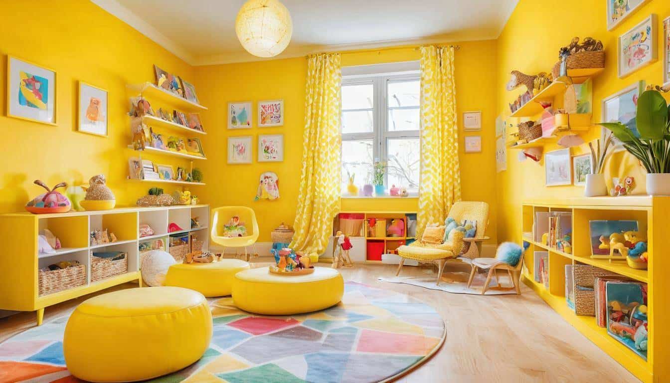 Vibrant yellow playroom design