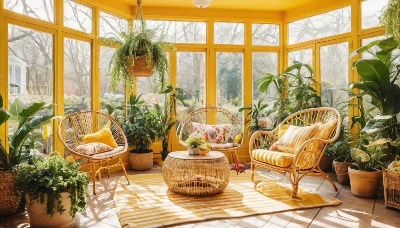 Vibrant yellow sunroom