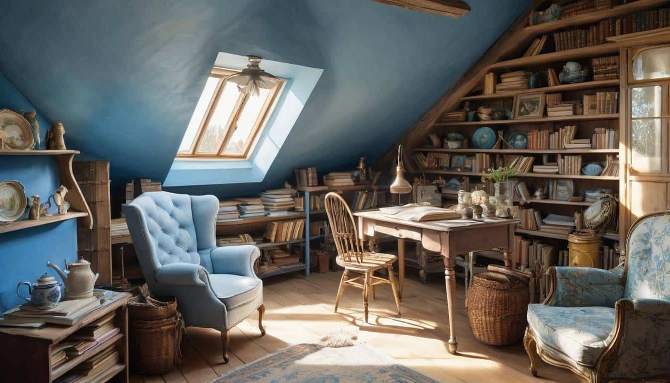 Vintage blue attic