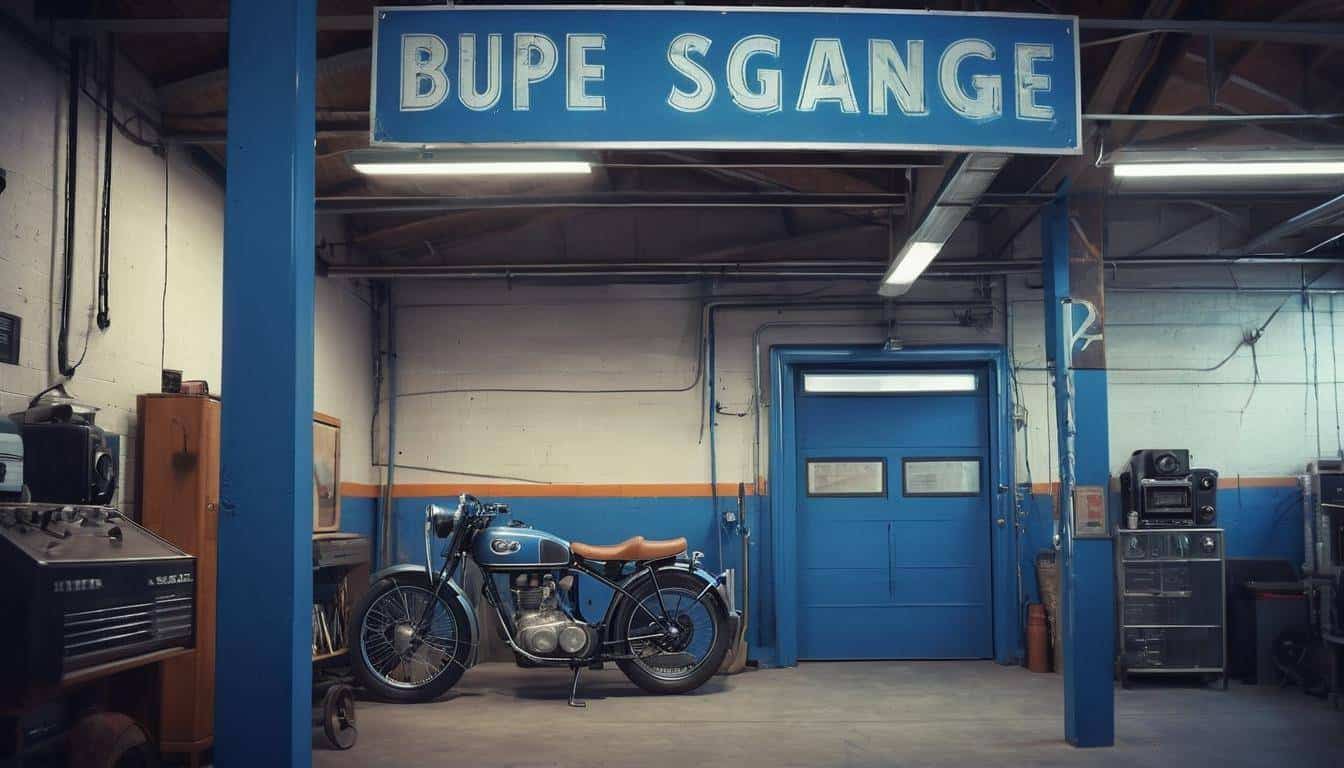 Vintage blue garage art