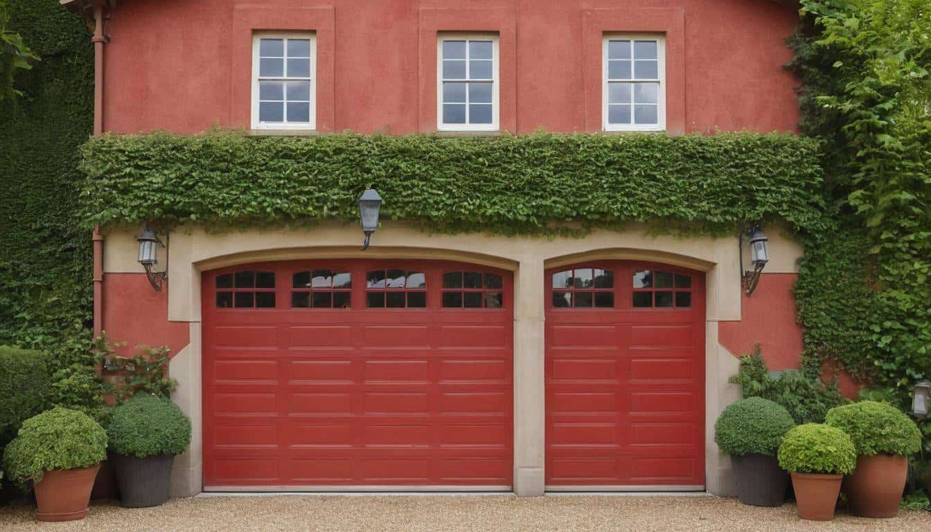 Vintage red garage exterior