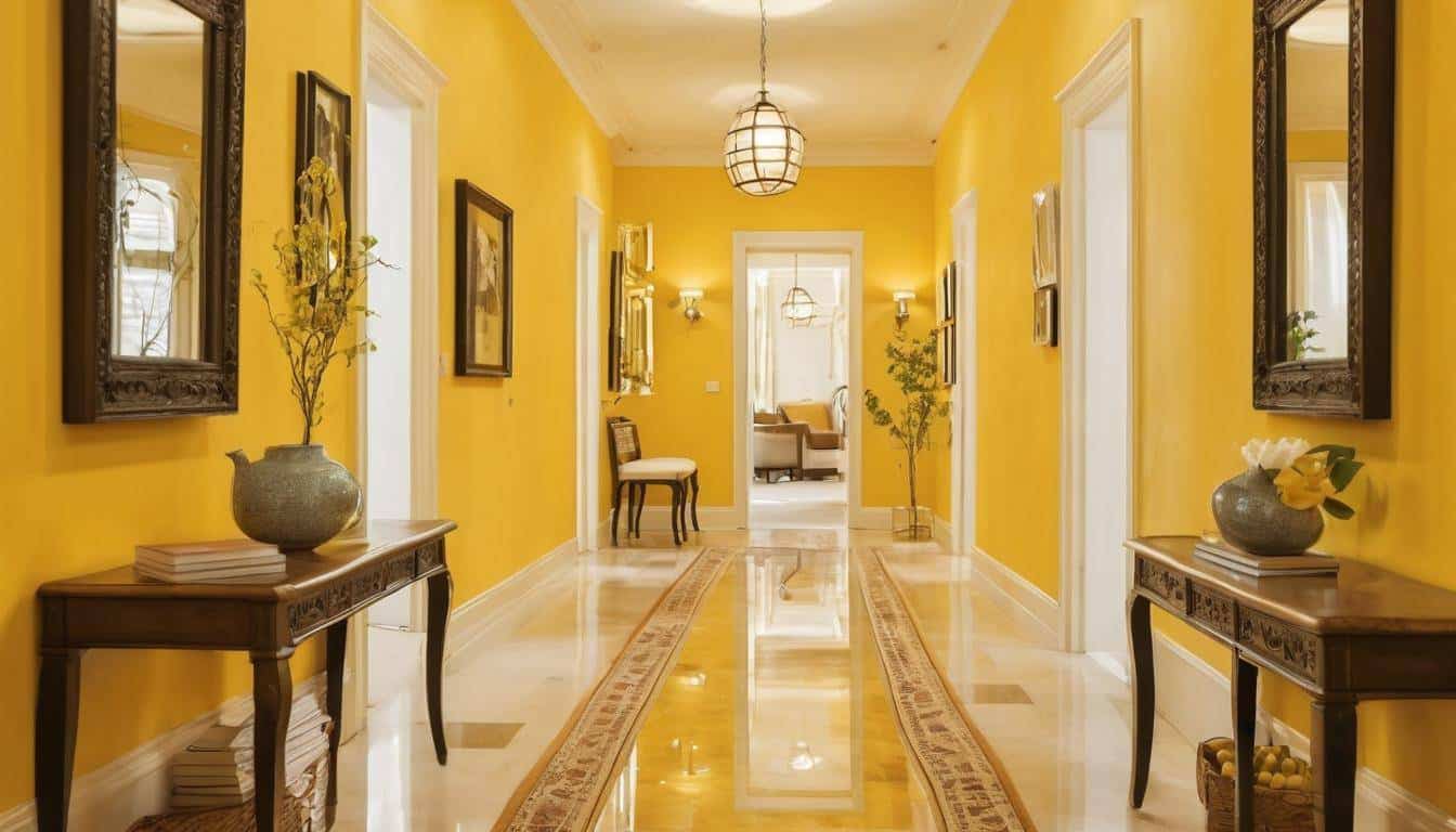 Warm yellow hallway design