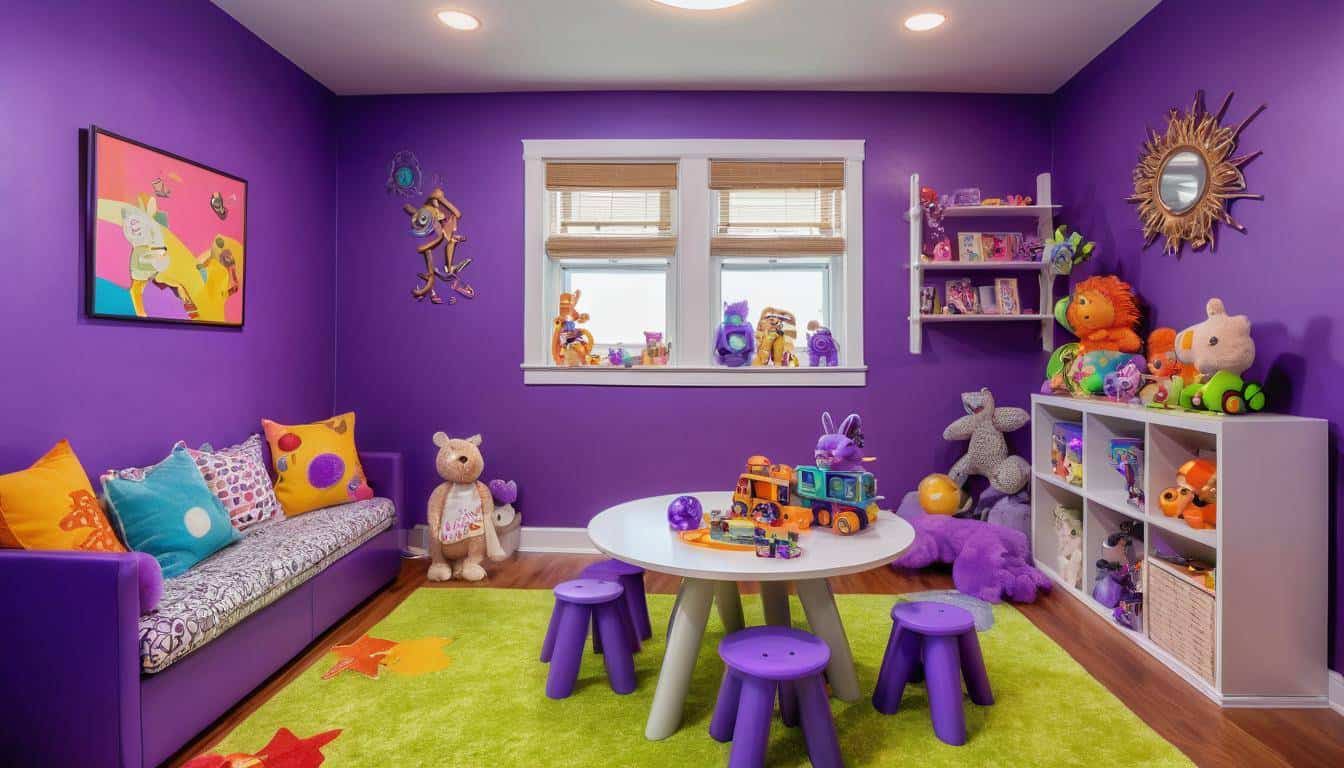 Whimsical purple playroom