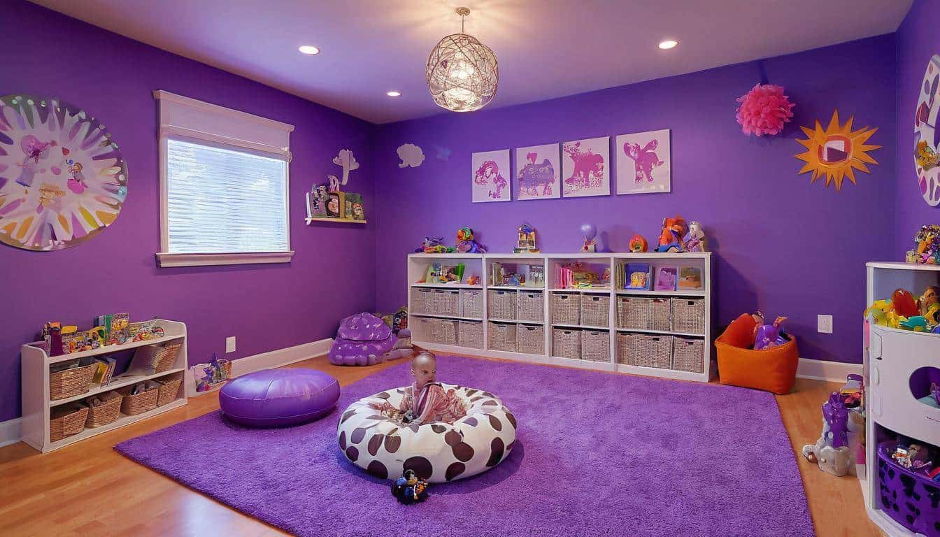 Whimsical purple playroom