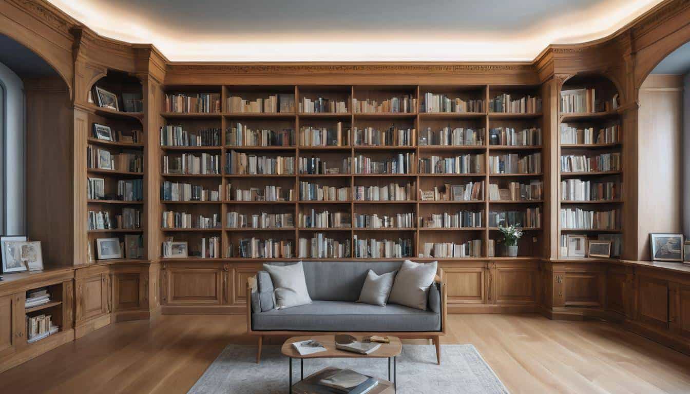 Wooden bookshelf elegance