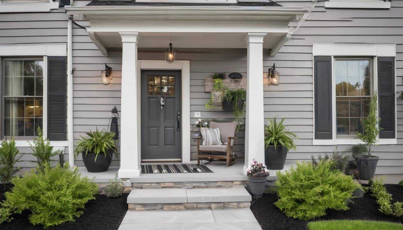 Beautiful grey front porch decor