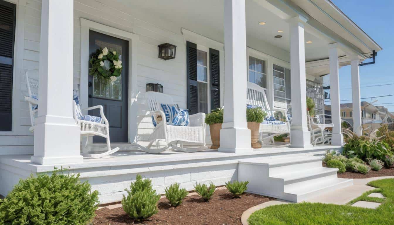 Beautiful white front porch