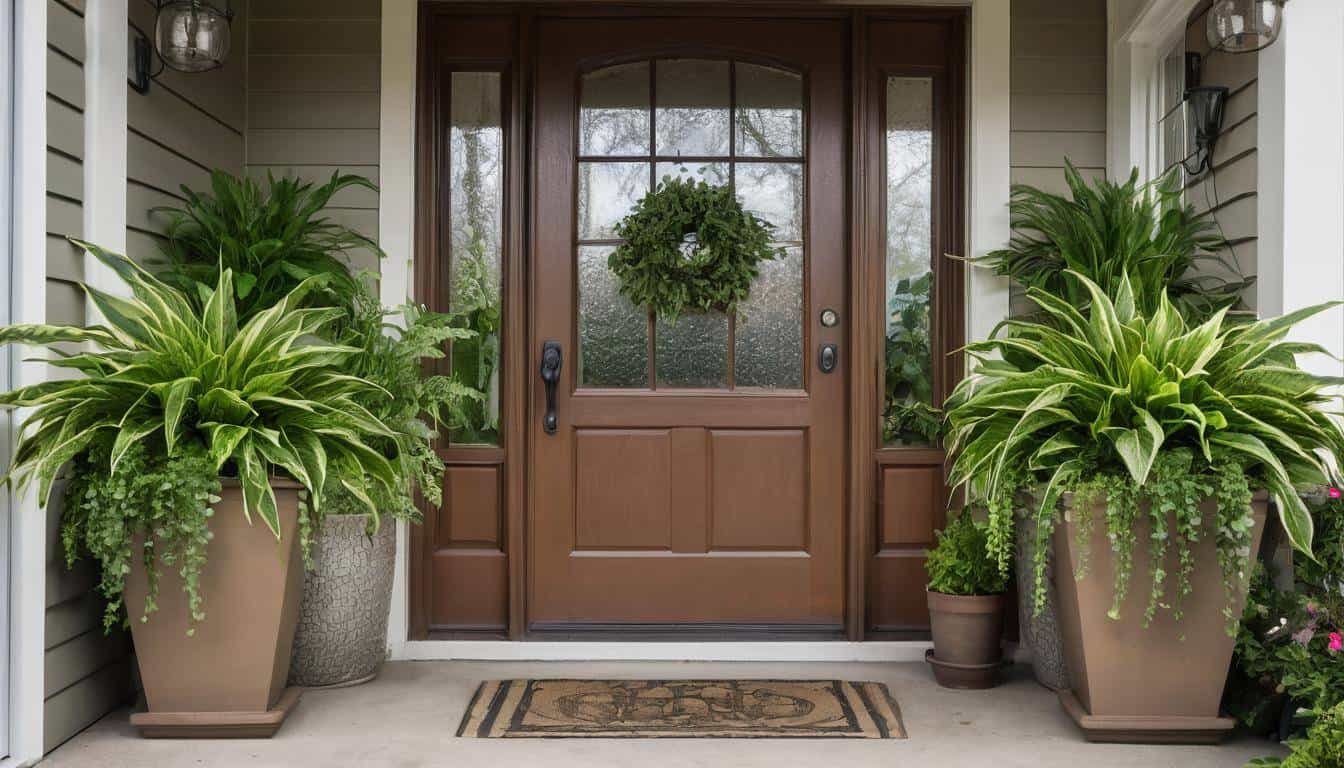 Beautifully landscaped front porch