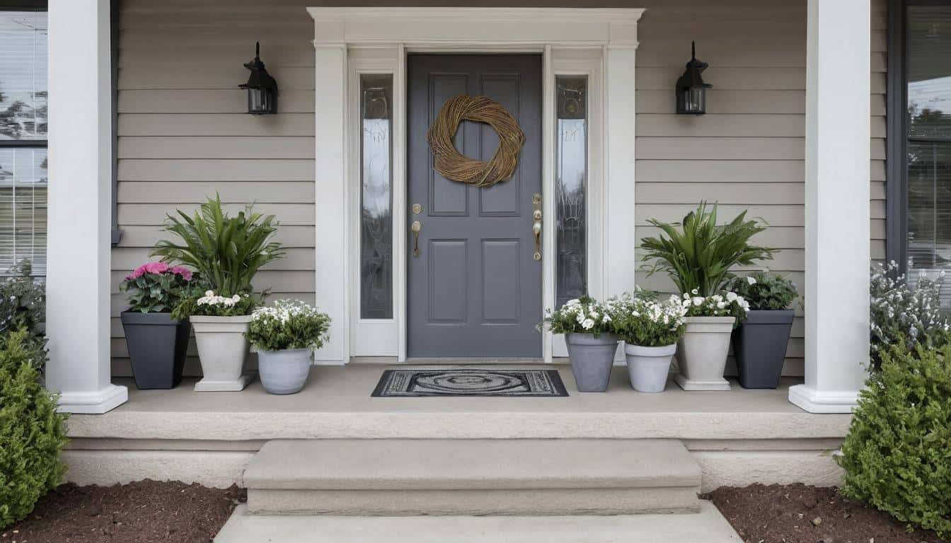 Beautifully styled grey porch