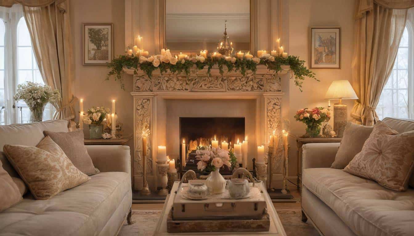 Beige fireplace, inviting