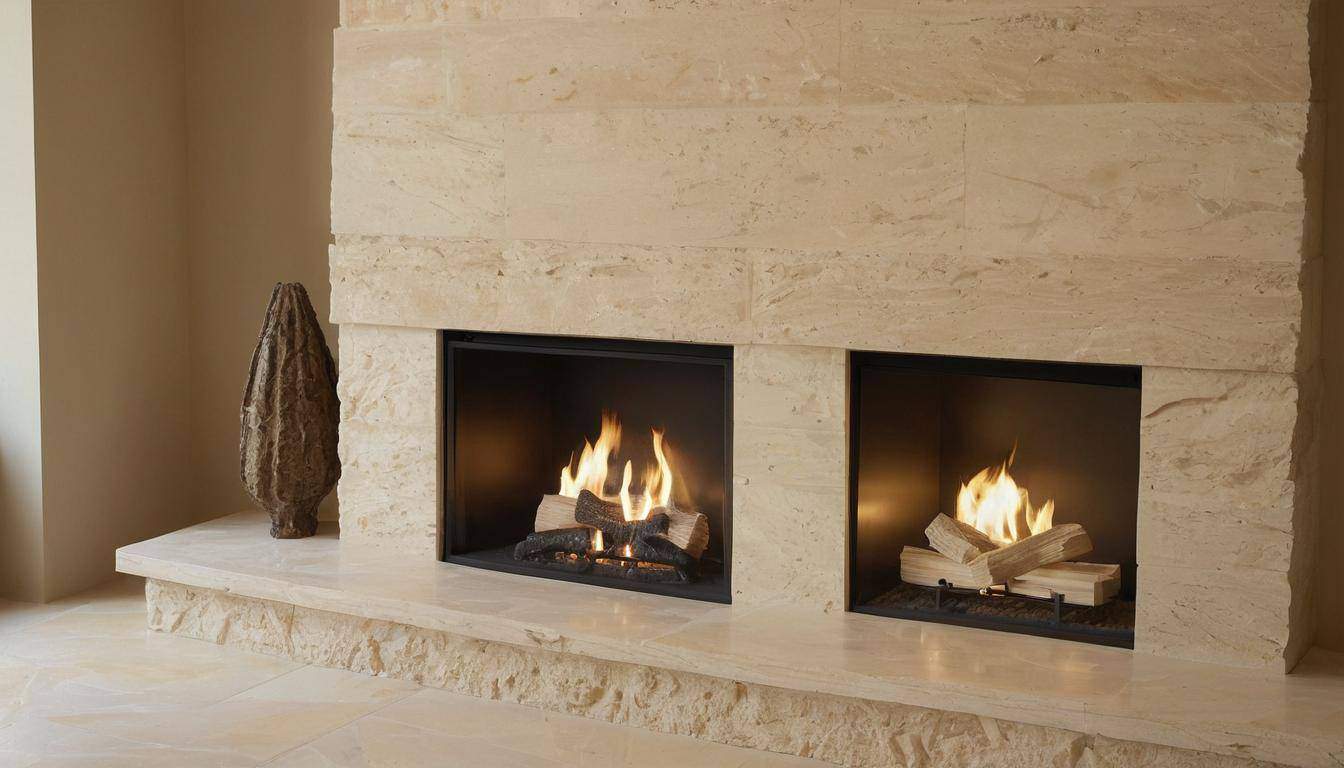 Beige fireplace materials diversity